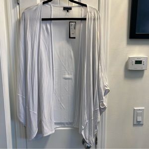 Addition Elle White Cardigan, Balloon Sleeve and Sheer Back Panel NWT